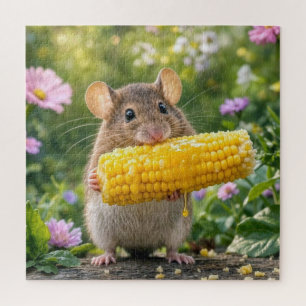 Muis die maïs eet aan de kolf legpuzzel