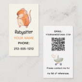 Muis Doodle Babysitter QR-code Visitekaartje (Voorkant / Achterkant)