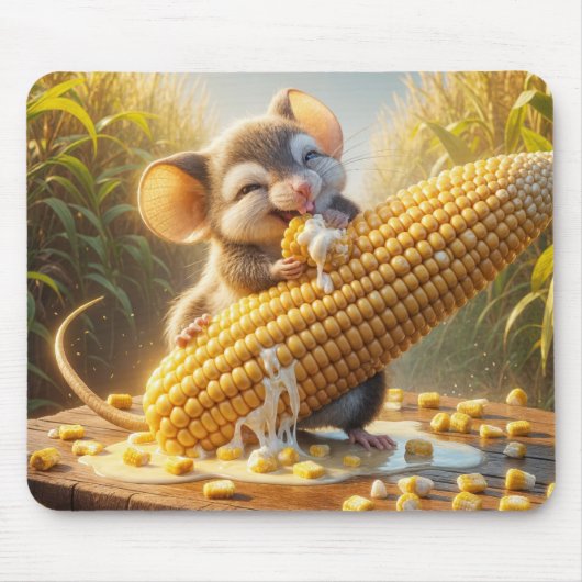 Muis eet maïs op de kolf muismat (Voorkant)