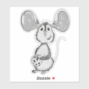 Muis en Koekje Zwart en Wit Sticker