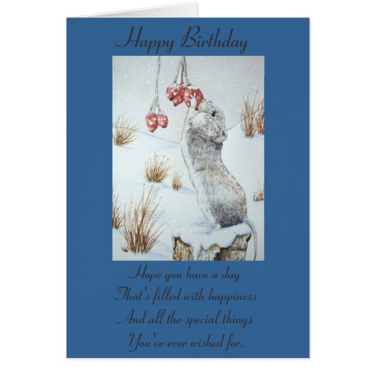 Muis en rode bessen sneeuwscène (Voorkant)