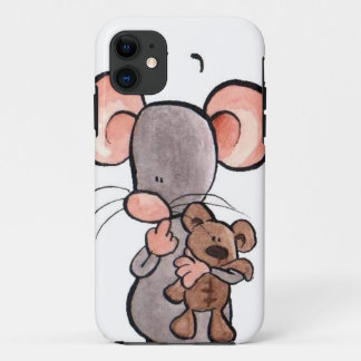 Muis en teddybeer geïllustreerd telefoongeval iPhone 11 hoesje