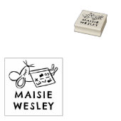 Muis handgetekende ex libris boekplaat boek 	rubberstempel (Gestempeld)