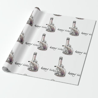 muis houdt potlood verjaardagsbericht cartoon cadeaupapier