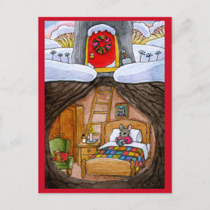 Muis Hygge of Kersthuis voor Feestdagen Briefkaart