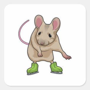 Muis, ijsschaatsijs, schaatsen vierkante sticker