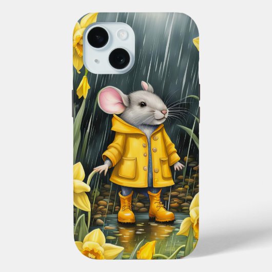 Muis in een regenachtige Daffodil tuin Case-Mate iPhone Case (Achterkant)