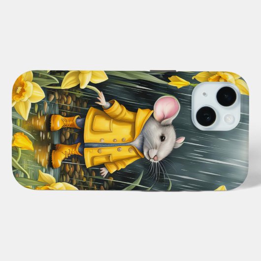 Muis in een regenachtige Daffodil tuin Case-Mate iPhone Case (Achterkant (horizontaal))