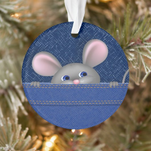 Muis in Pocket Ornament (Boom)