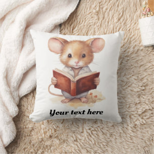 Muis lezen boek grillig schattig kussen
