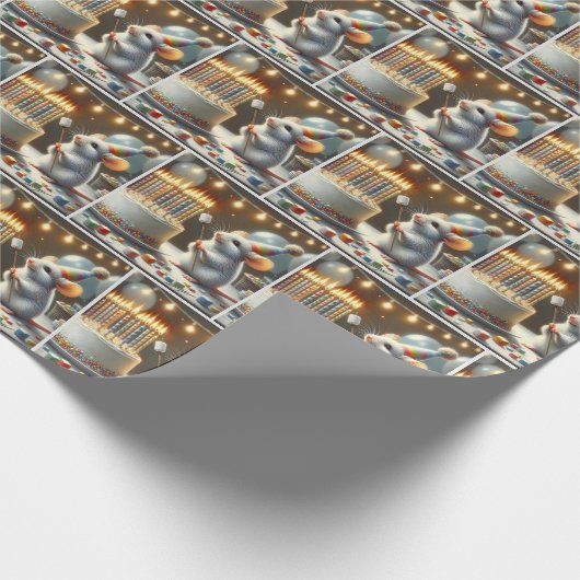 Muis Marshmallows en verjaardagstaart Cadeaupapier (Hoek)