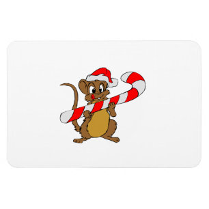 Muis met een kerstsnoepje magneet