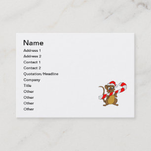 Muis met een kerstsnoepje visitekaartje