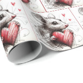 Muis met een rode hartschets cadeaupapier (Rol Hoek)