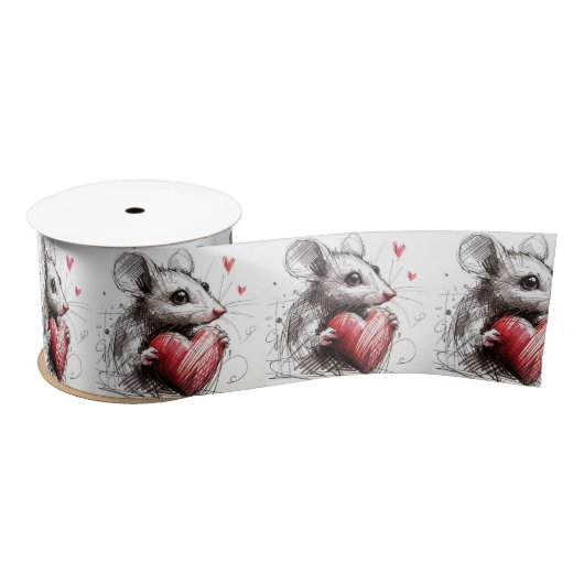 Muis met een rode hartschets lint (Spoel)