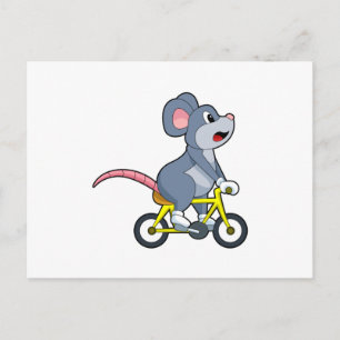Muis met fiets briefkaart
