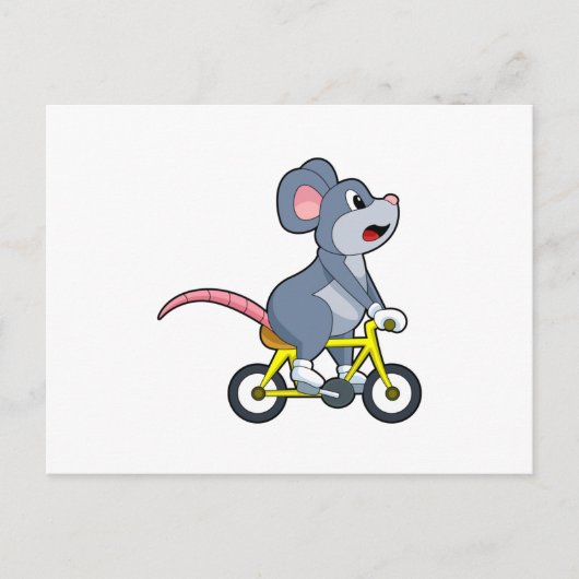 Muis met fiets briefkaart (Voorkant)