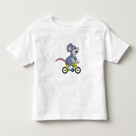 Muis met fiets kinder shirts (Voorkant)