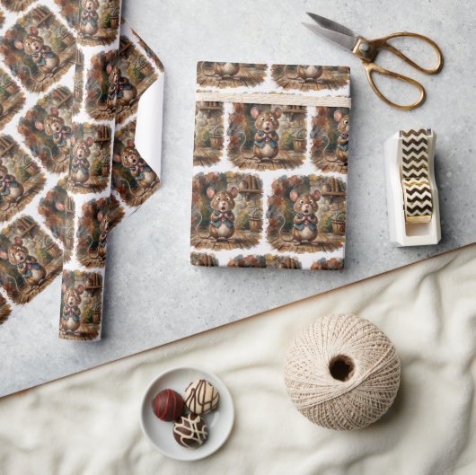 Muis met geschokte uitdrukking cadeaupapier (Crafts)