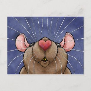 Muis met hart neus briefkaart