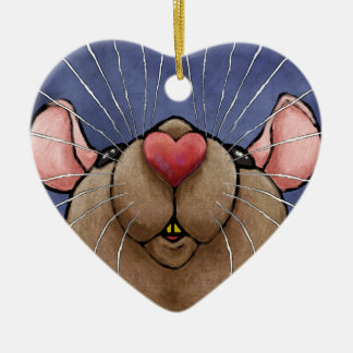 Muis met hartje kerstornament keramisch ornament