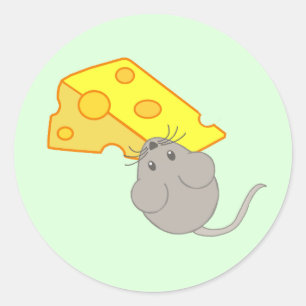 Muis met kaas ronde sticker