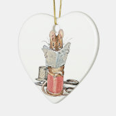 Muis met leerling op pool van thread keramisch ornament (Links)