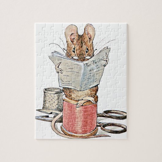 Muis met leerling op pool van thread legpuzzel (Verticaal)