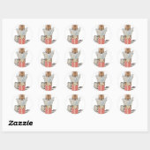 Muis met leerling op pool van thread ronde sticker (Vel)