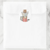 Muis met leerling op pool van thread ronde sticker (Tas)