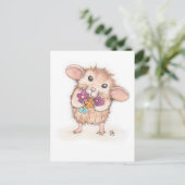Muis met ventilator Bouquet Briefkaart (Staand voorkant)