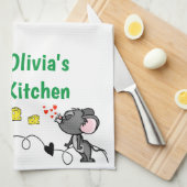 Muis Mice Cheese Hearts Kitchen Hand Towel Theedoek (Quarter Fold)