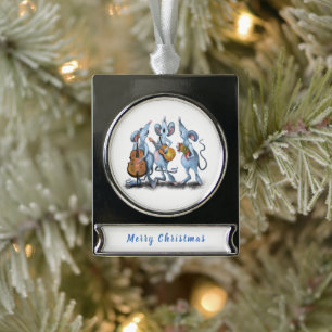 Muis Muziek Band Grappig Kerst Ornament Verzilverd Banner Ornament
