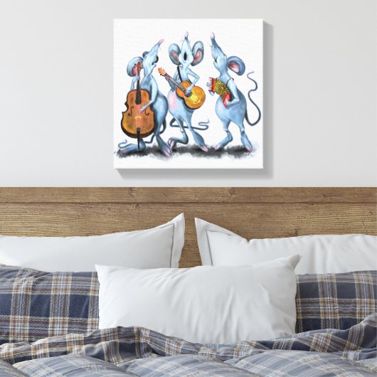 Muis Muzikale Band Grappige Canvas Print (Insitu (Slaapkamer))