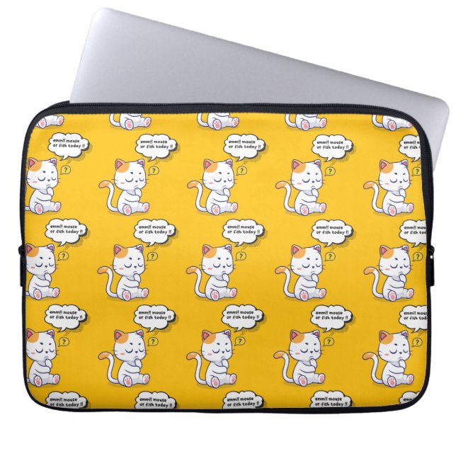 Muis of vis? – grappig huisdier – Deep Thinking Ca Laptop Sleeve (Voorkant)