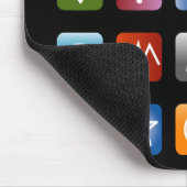 Muis onderlegger met geeky smartphone app pictogra muismat (Hoek)