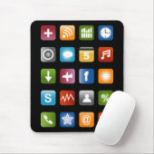 Muis onderlegger met geeky smartphone app pictogra muismat (Met muis)