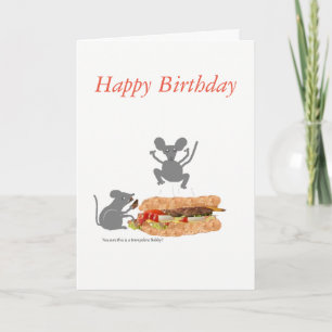 Muis op de BeefburgerTrampoline Birthday-kaart Kaart