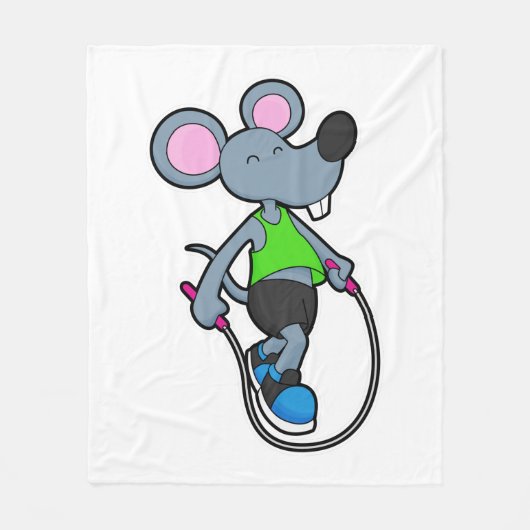 Muis op fitness met helling fleece deken (Voorkant)