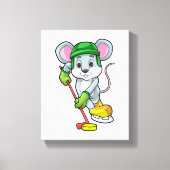 Muis op Ice hockey met Hockey stick Canvas Afdruk (Voorkant)