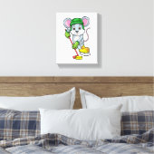 Muis op Ice hockey met Hockey stick Canvas Afdruk (Insitu (Slaapkamer))