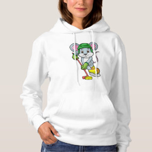 Muis op Ice hockey met ijshockeystick Hoodie