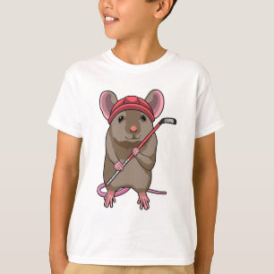 Muis op Ice hockey met ijshockeystick T-shirt