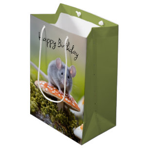 Muis op paddestoel Verjaardag Medium Cadeauzakje