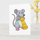 Muis schaakt met schaakstuk Pion Kaart (Gele Bloem)