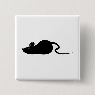 Muis Silhouette Vierkante Button 5,1 Cm