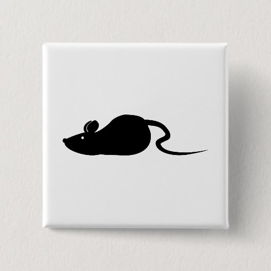 Muis Silhouette Vierkante Button 5,1 Cm (Voorkant)