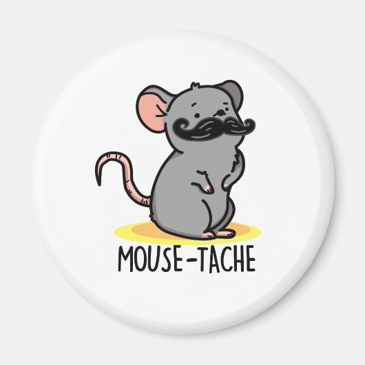 Muis-tache Grappige Muis Pun Magneet (Voorkant)