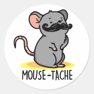 Muis-tache Grappige Muis Pun Ronde Sticker
