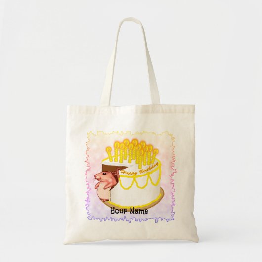Muis verjaardagstaart canvas tassen (Voorkant)